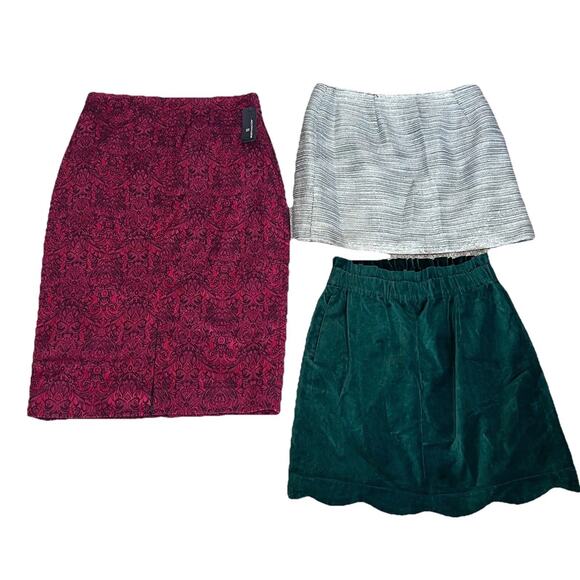 Designer Women's M 10 Metallic Velvet Mini Maxi Skirt Party HOLIDAYS Lot of 3 - Picture 1 of 10